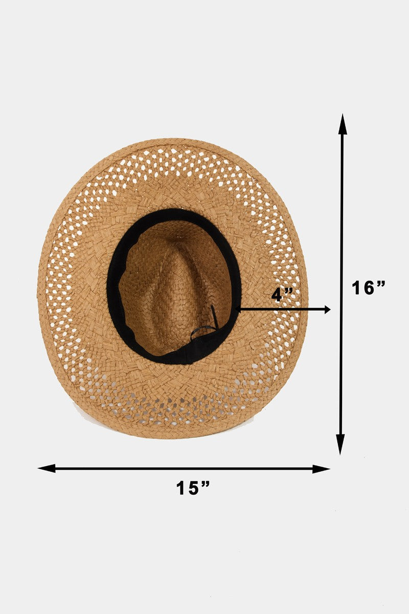 Fame Basket Weave Straw Sun Hat - Shimmervee