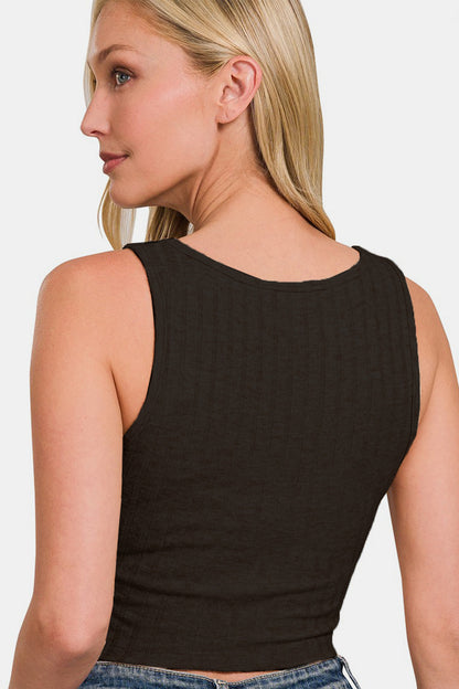 Zenana Ribbed Cropped Tank - Shimmervee