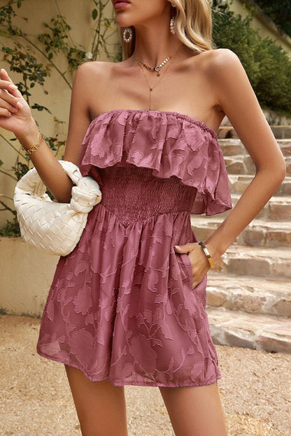 Devine Strapless Layered Smocked Romper