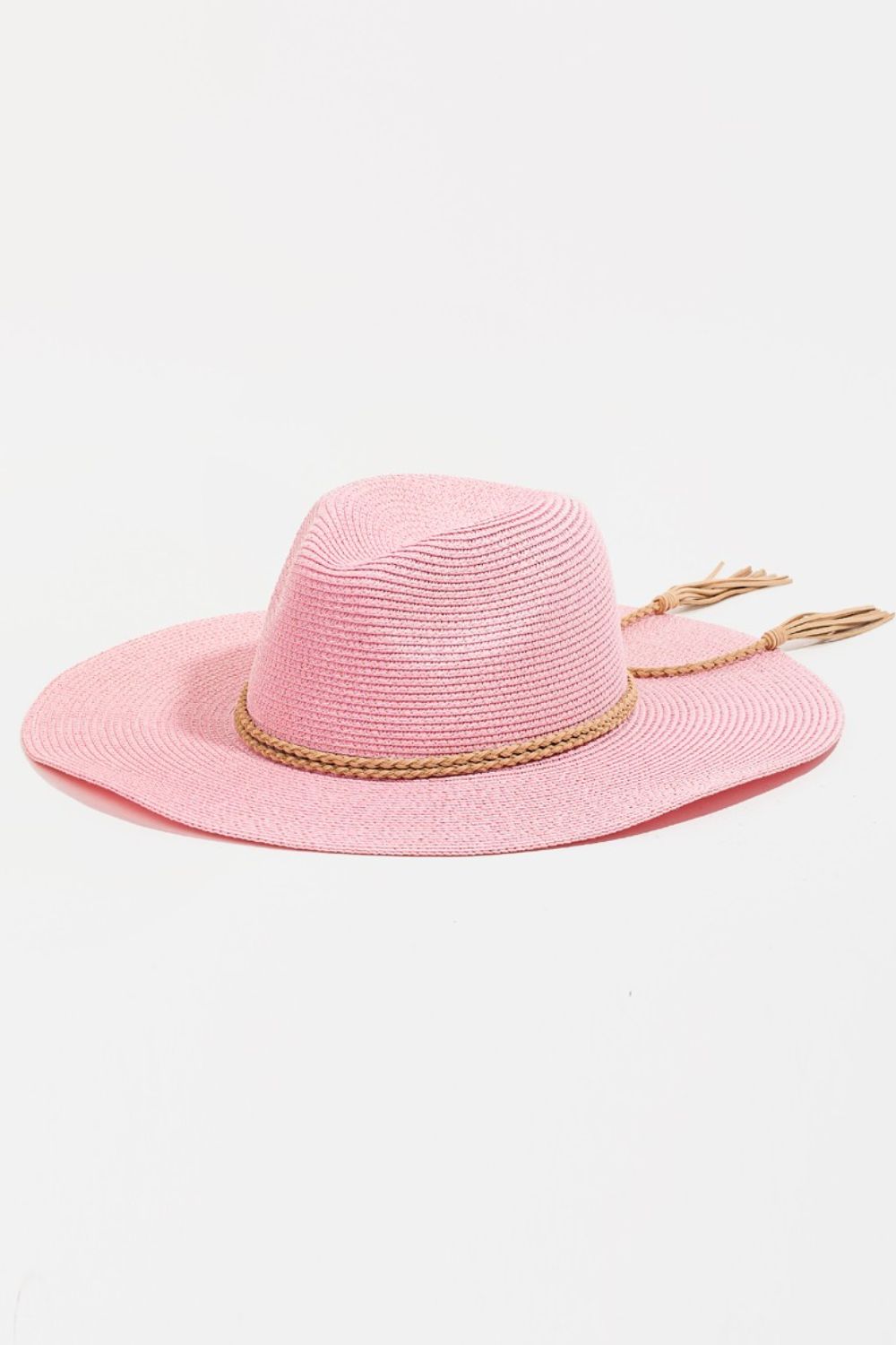 Fame Straw Braided Rope Strap Fedora Hat - Shimmervee