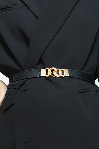 Zinc Alloy Buckle Elastic PU Belt - Shimmervee