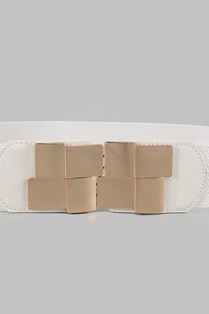 Geometric Buckle Elastic Wide Belt - Shimmervee