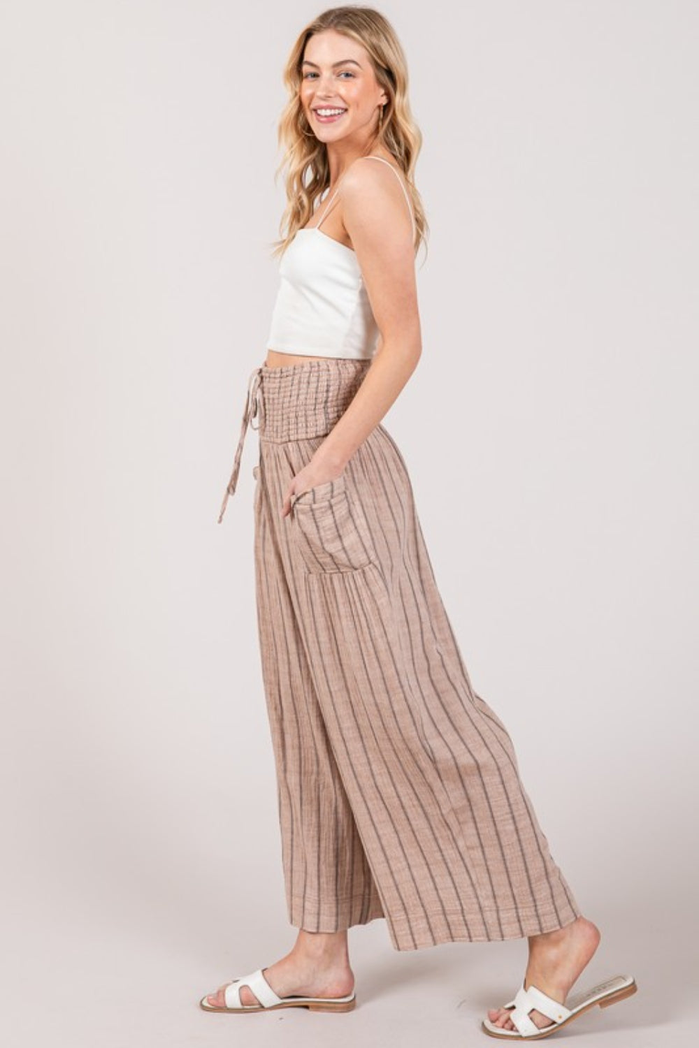 SAGE + FIG Cotton Gauze Wash Stripe Pants - Shimmervee