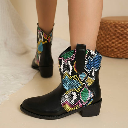 PU Leather Color Block Boots - Shimmervee