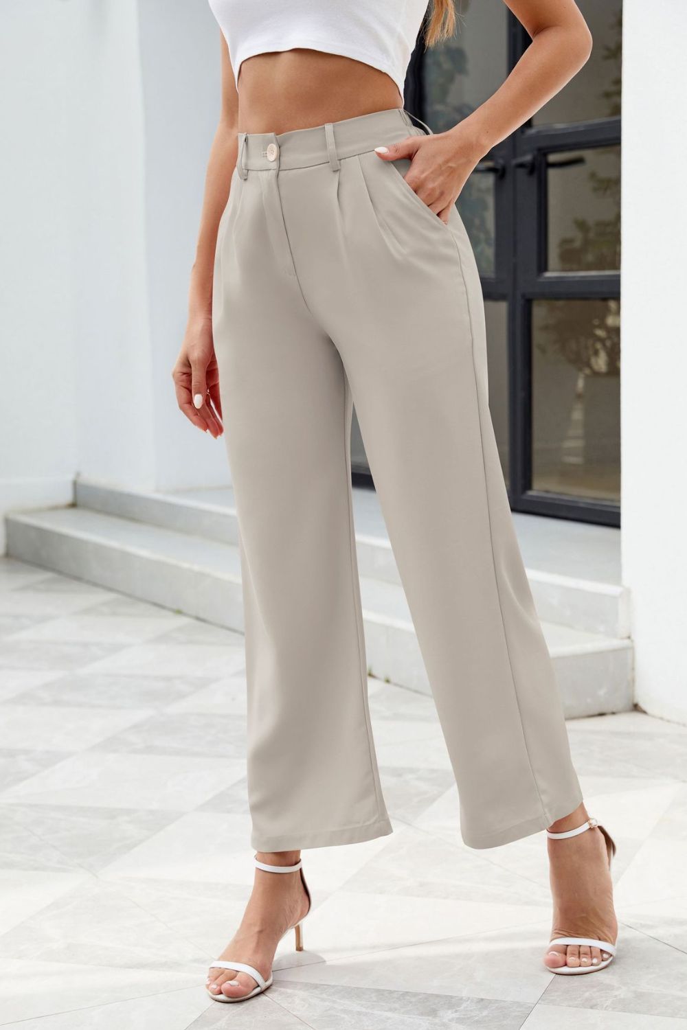 Pocketed High Waist Pants