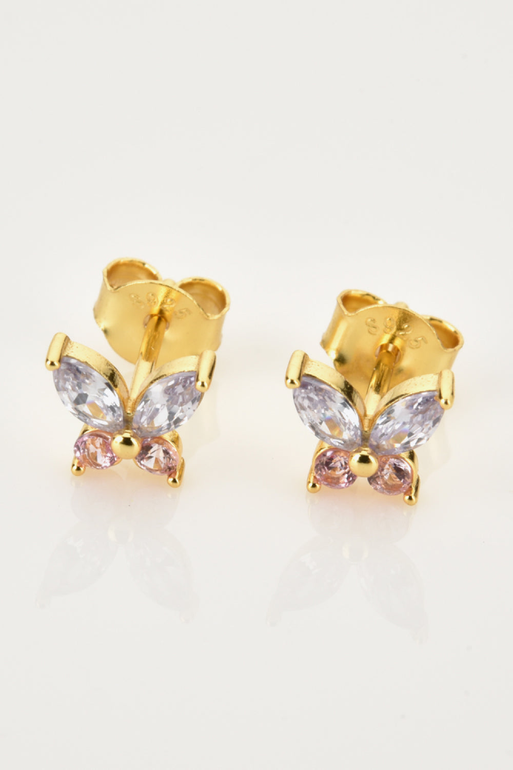 Inlaid Zircon Butterfly-Shaped Stud Earrings - Shimmervee