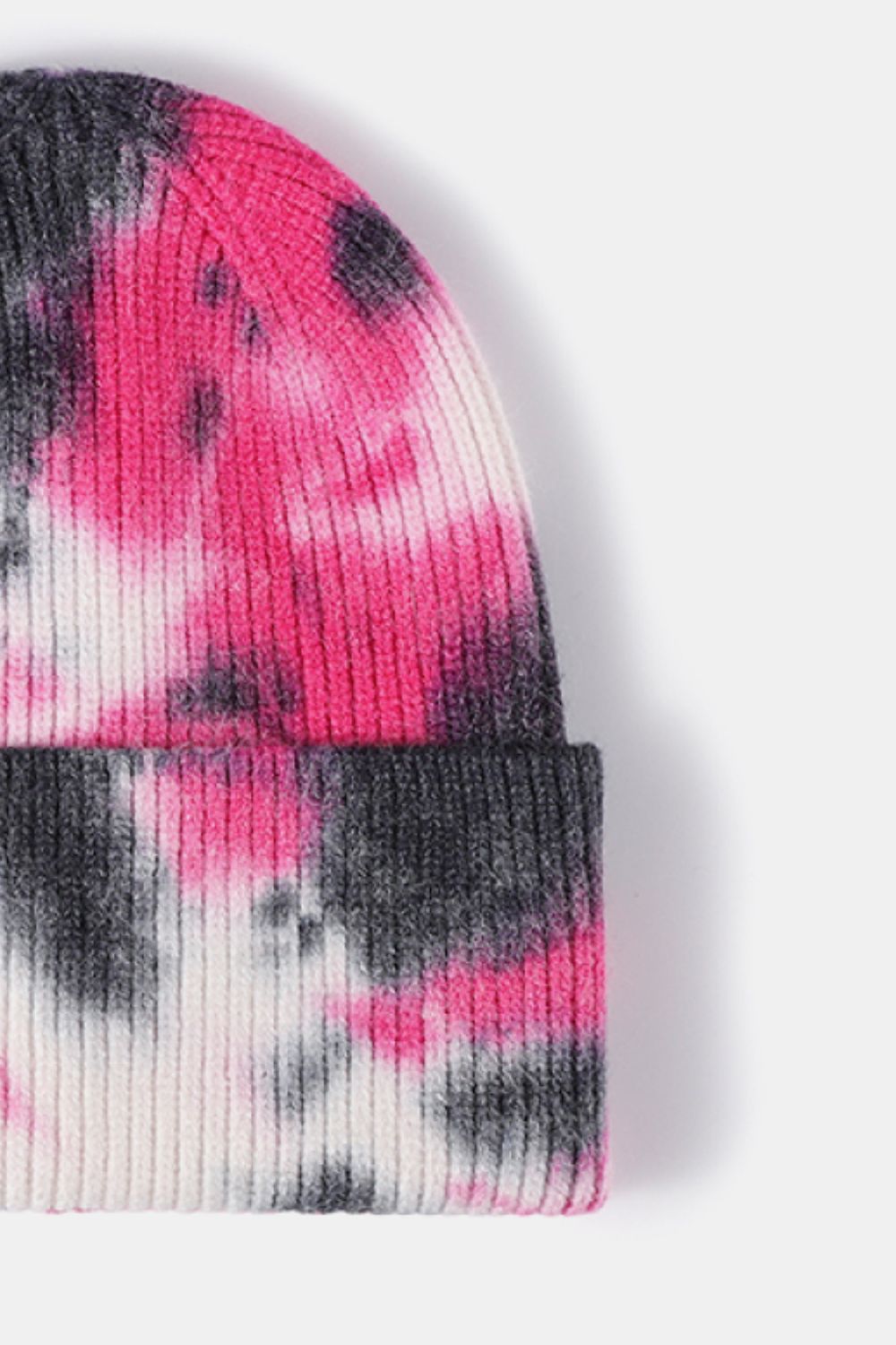 Tie-Dye Cuffed Rib-Knit Beanie Hat - Shimmervee