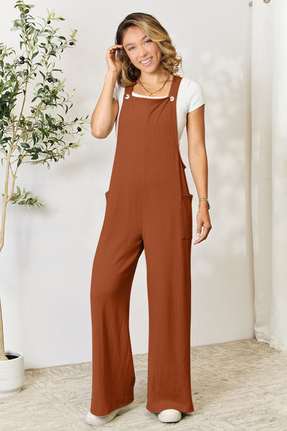 Double Take Full Size Wide Strap Overall with Pockets - Shimmervee