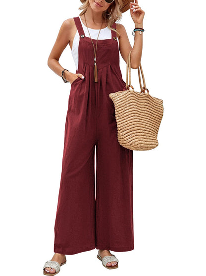 Full Size Square Neck Wide Strap Overalls - Shimmervee