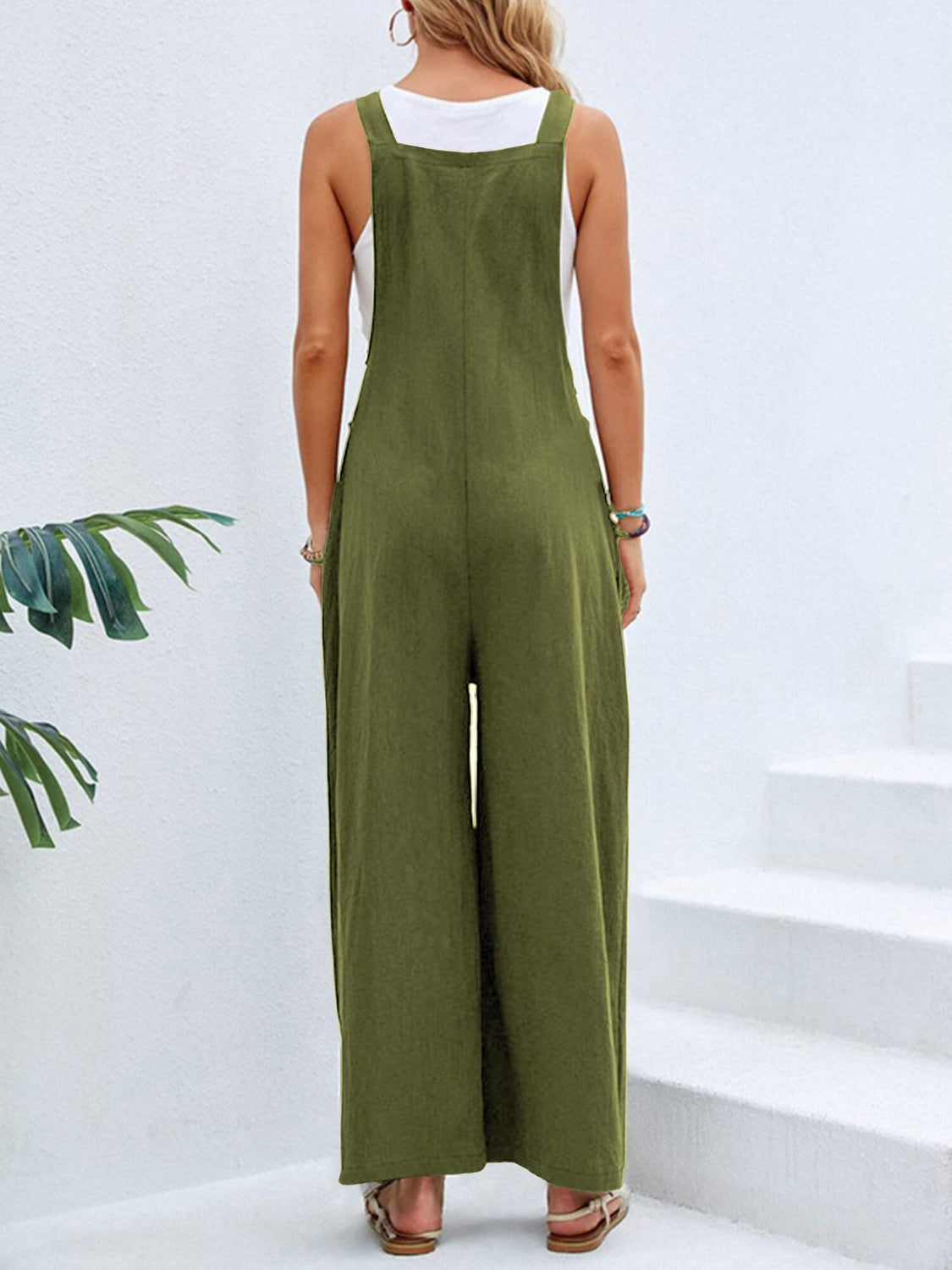 Full Size Square Neck Wide Strap Overalls - Shimmervee