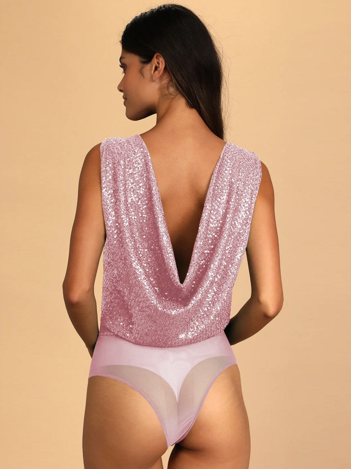 Sequin Surplice Sleeveless Bodysuit - Shimmervee