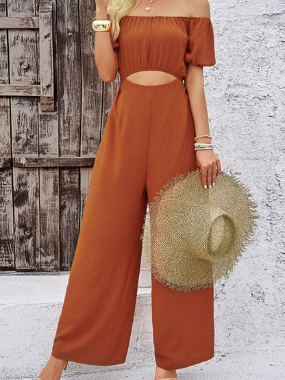 Devine Cutout Off Shoulder Wide Leg Jumpsuit