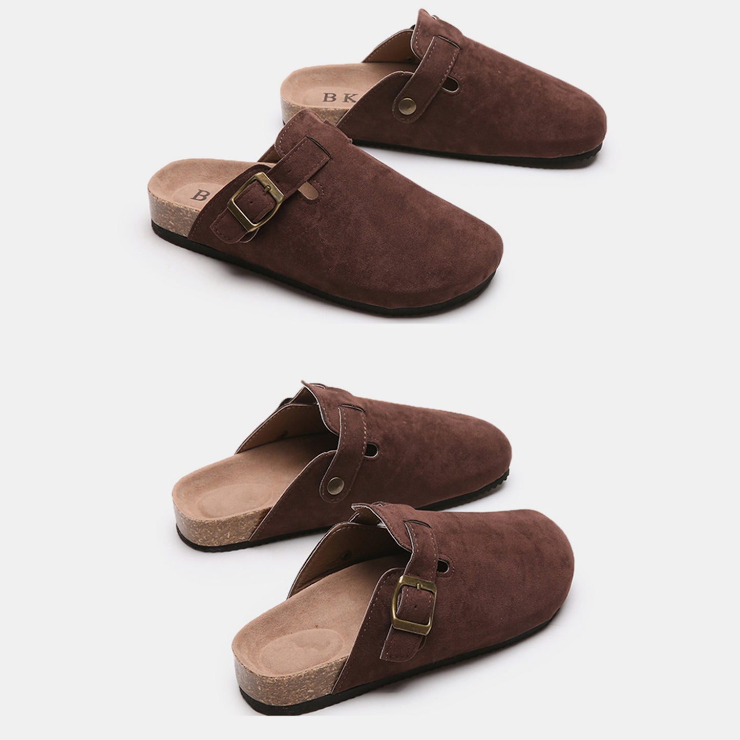 Suede Closed Toe Buckle Slide - Shimmervee