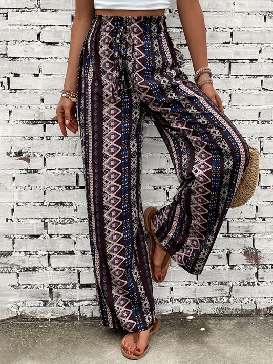 Printed High Waist Wide Leg Pants