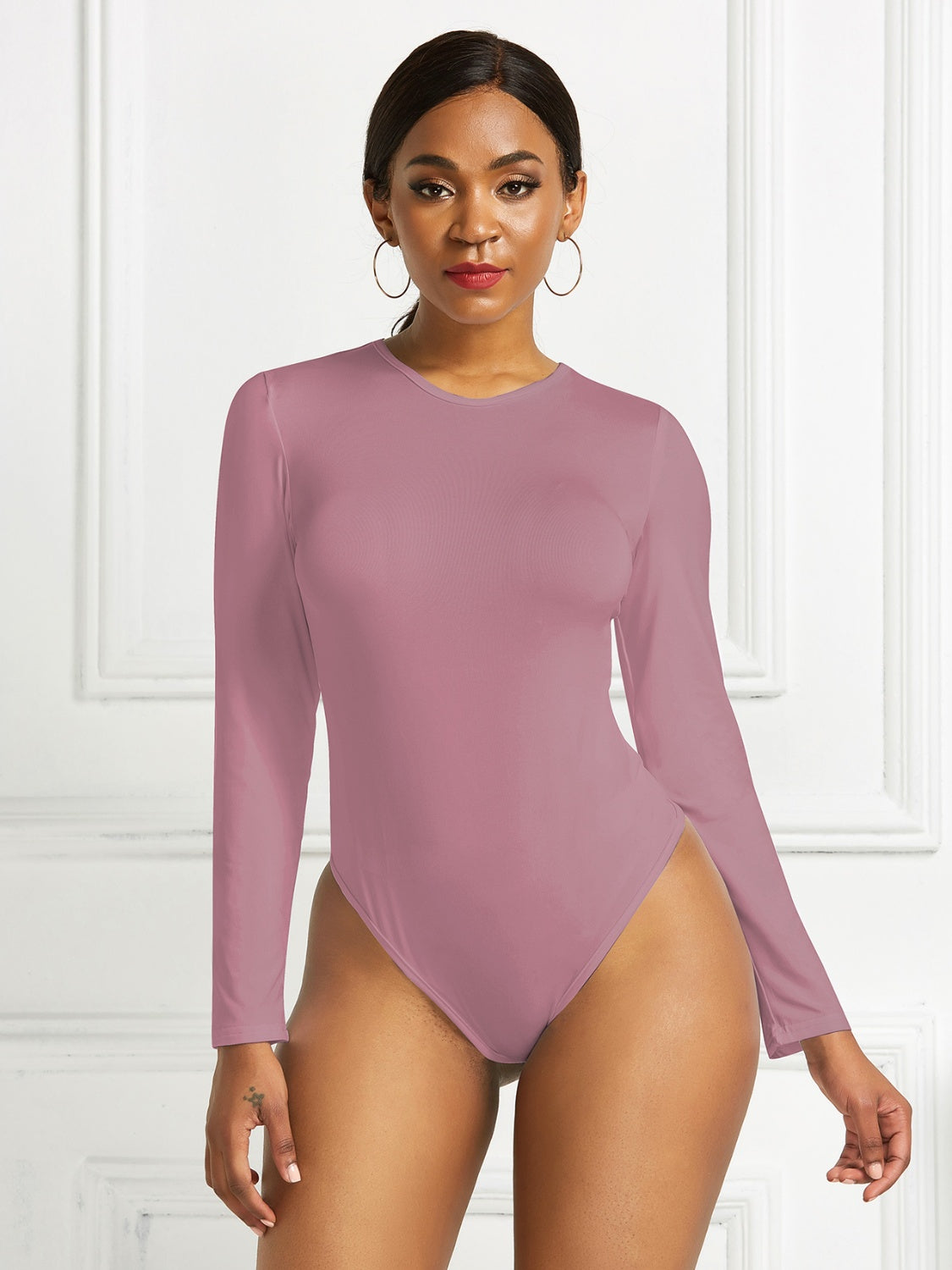 Round Neck Long Sleeve Bodysuit - Shimmervee