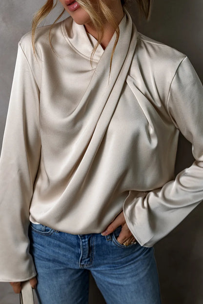 Cutout Ruched Long Sleeve Blouse