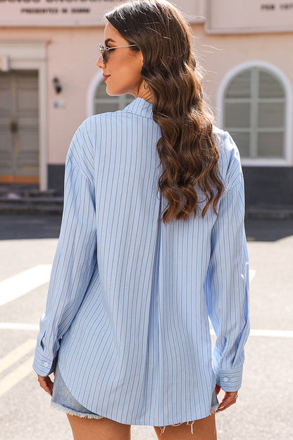 Striped Button Up Long Sleeve Shirt