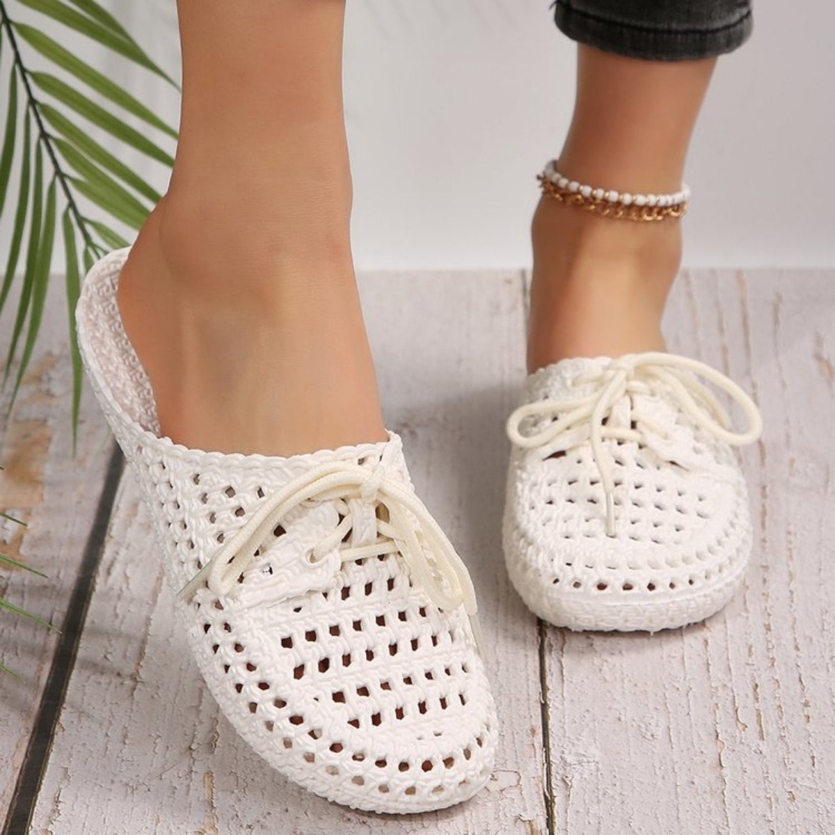 Lace-Up Flat Sandals - Shimmervee