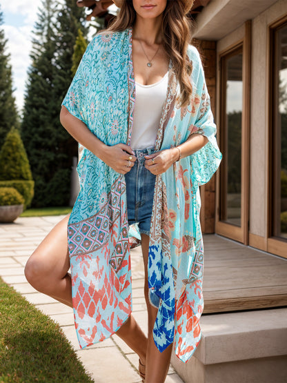 Printed Open Front Cover-Up - Shimmervee