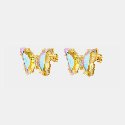 Gold-Plated Butterfly Stud Earrings - Shimmervee