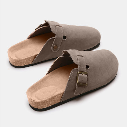 Suede Closed Toe Buckle Slide - Shimmervee