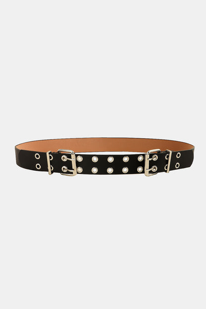 PU Leather Two Row Eyelet Belt