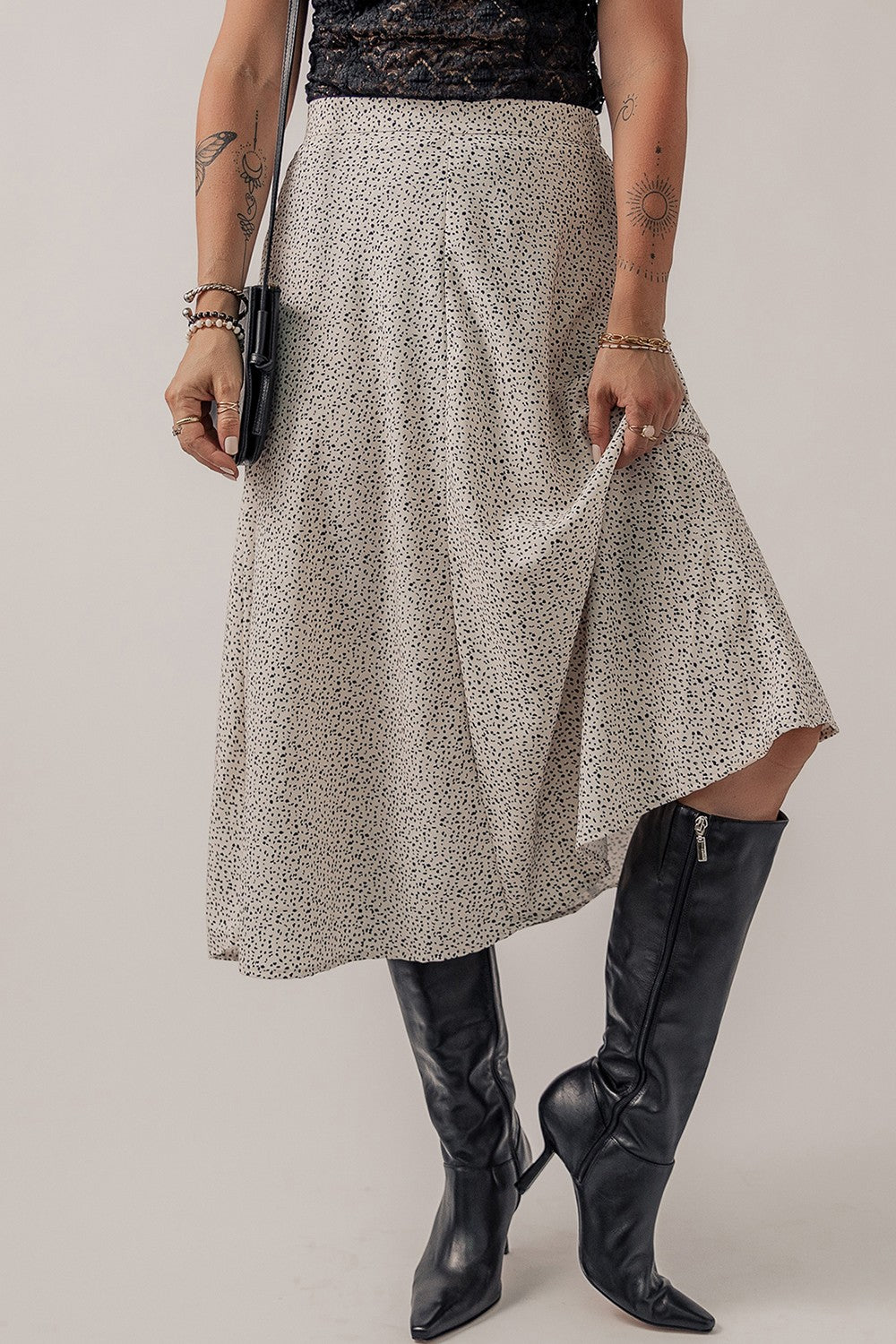 Speckle High Waist Midi Skirt - Shimmervee