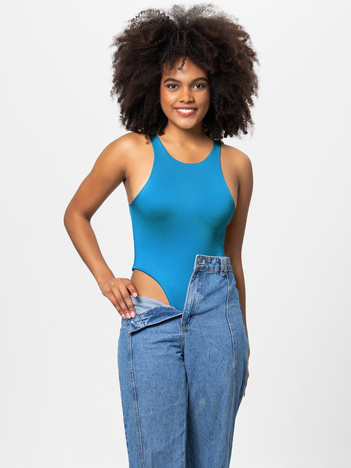 Full Size Round Neck Wide Strap Bodysuit - Shimmervee