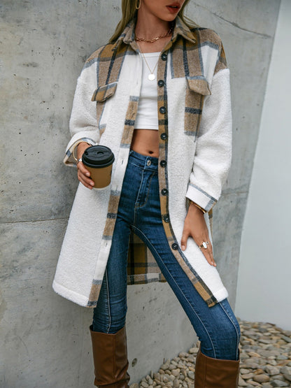 Plaid Dropped Shoulder Longline Coat