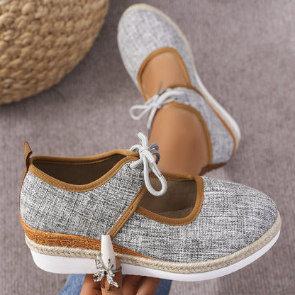 Tied Cutout Wedge Slip-Ons