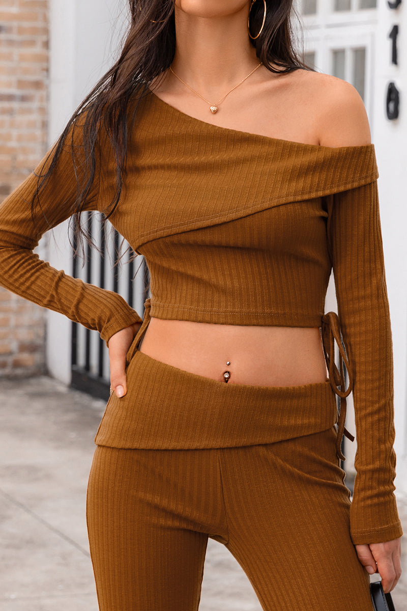 One Shoulder Ribbed Crop Top