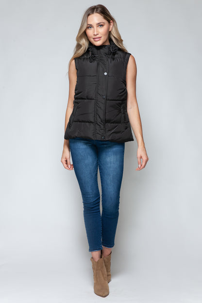 Snobbish Snap and Zip Closure Hooded Vest - Shimmervee