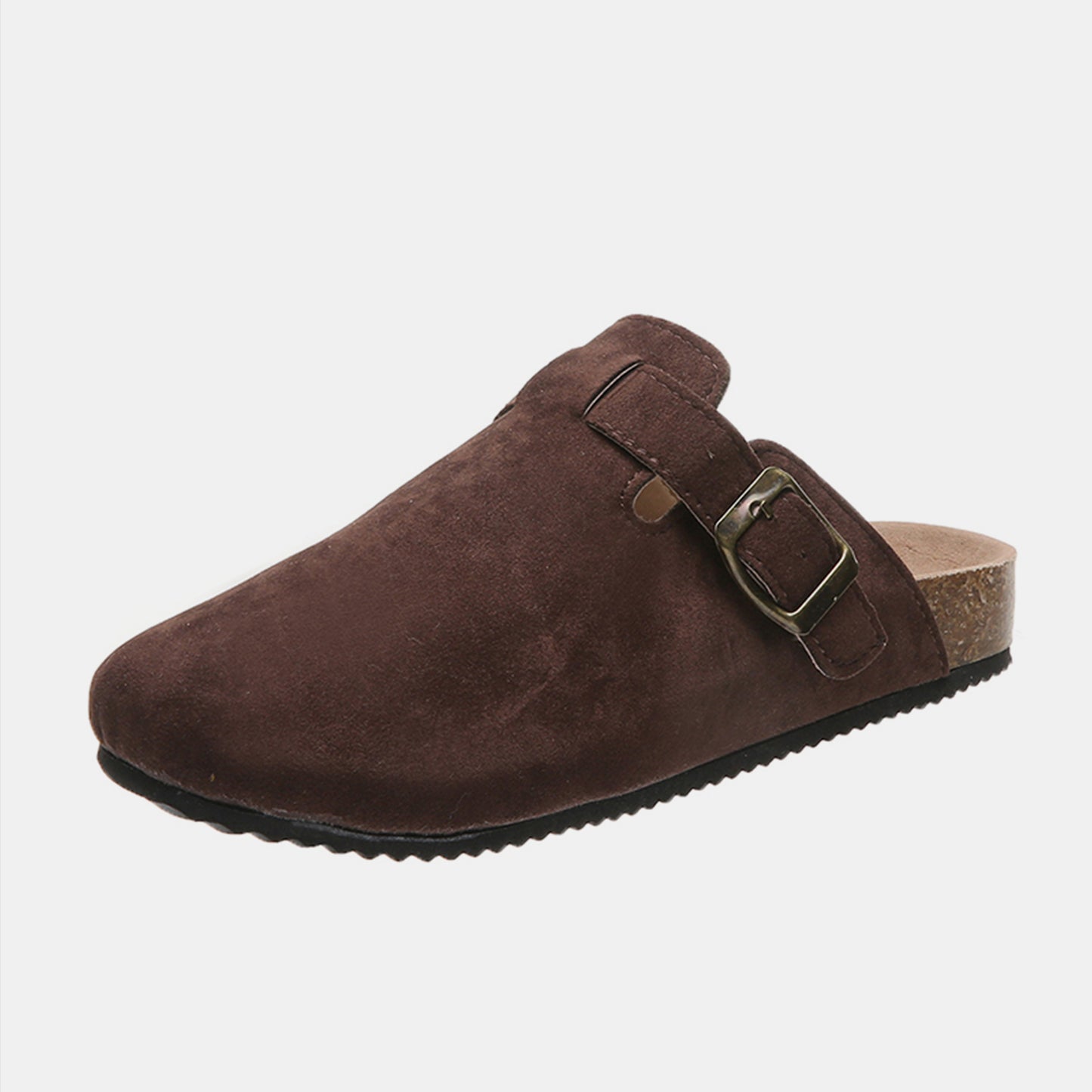 Suede Closed Toe Buckle Slide - Shimmervee