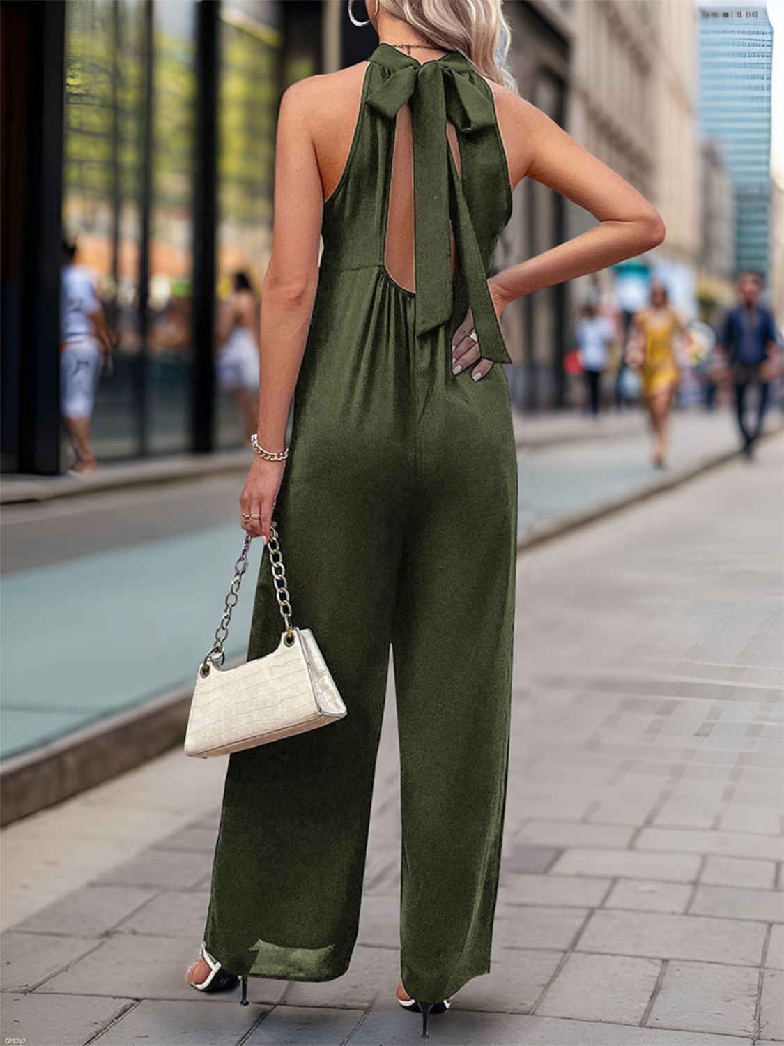 Perfee Tied Grecian Wide Leg Jumpsuit - Shimmervee