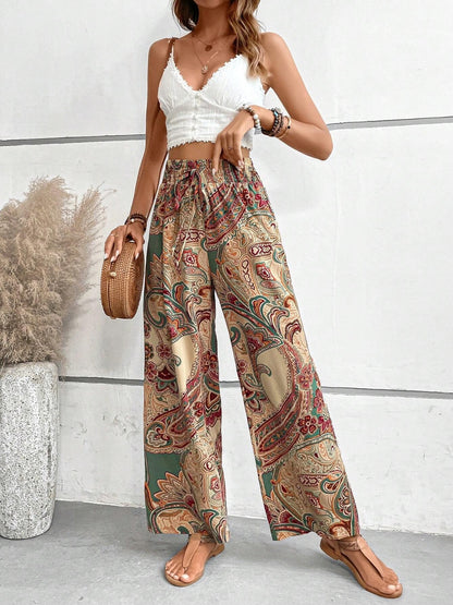 Printed Wide Leg Pants - Shimmervee