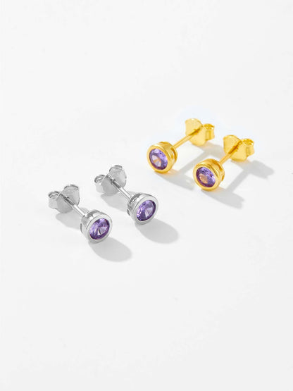 925 Sterling Silver Inlaid Zircon Stud Earrings