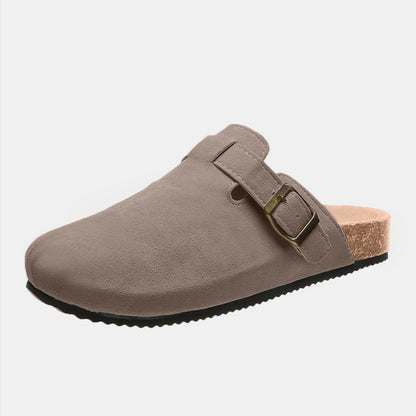 Suede Closed Toe Buckle Slide - Shimmervee