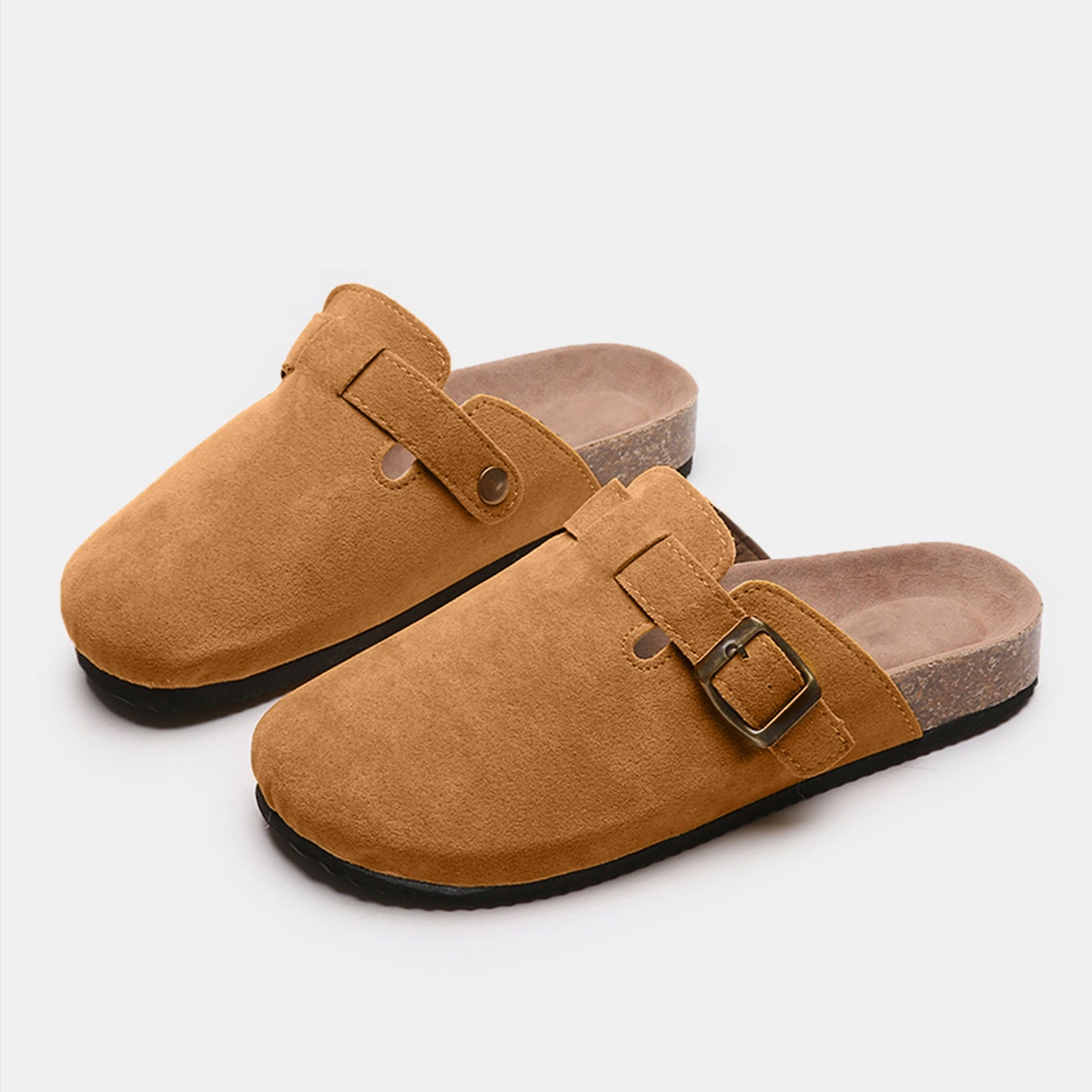 Suede Closed Toe Buckle Slide - Shimmervee