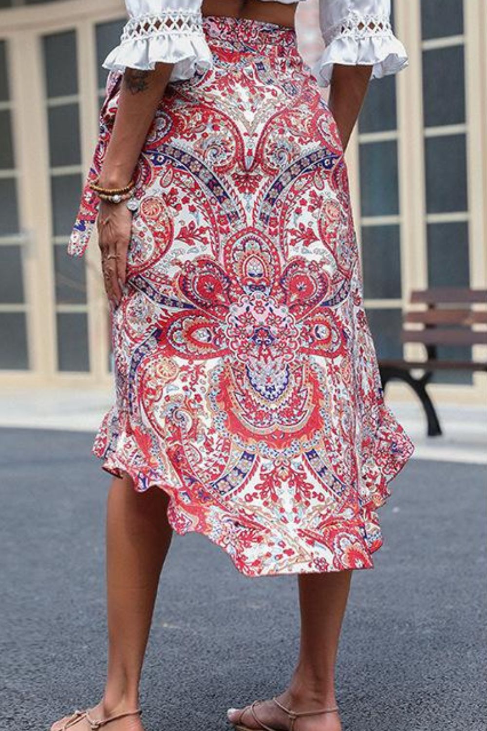 Perfee Printed Asymmetrical Wrap Skirt - Shimmervee