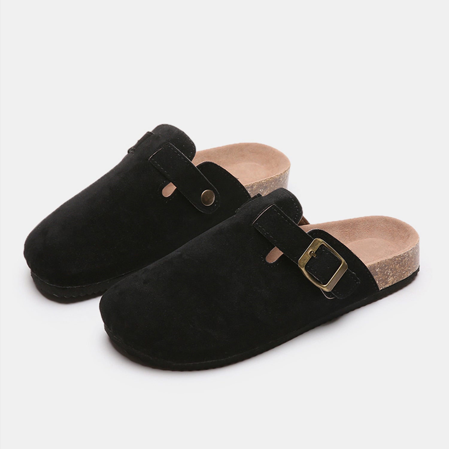 Suede Closed Toe Buckle Slide - Shimmervee