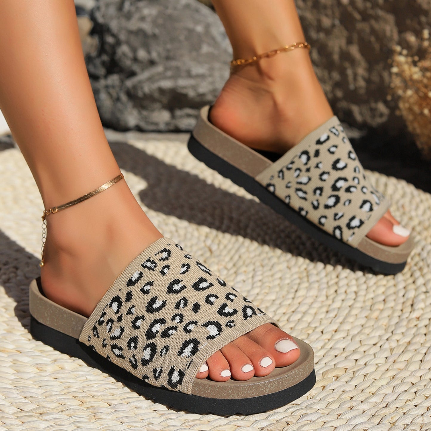 Leopard Open Toe Sandals - Shimmervee