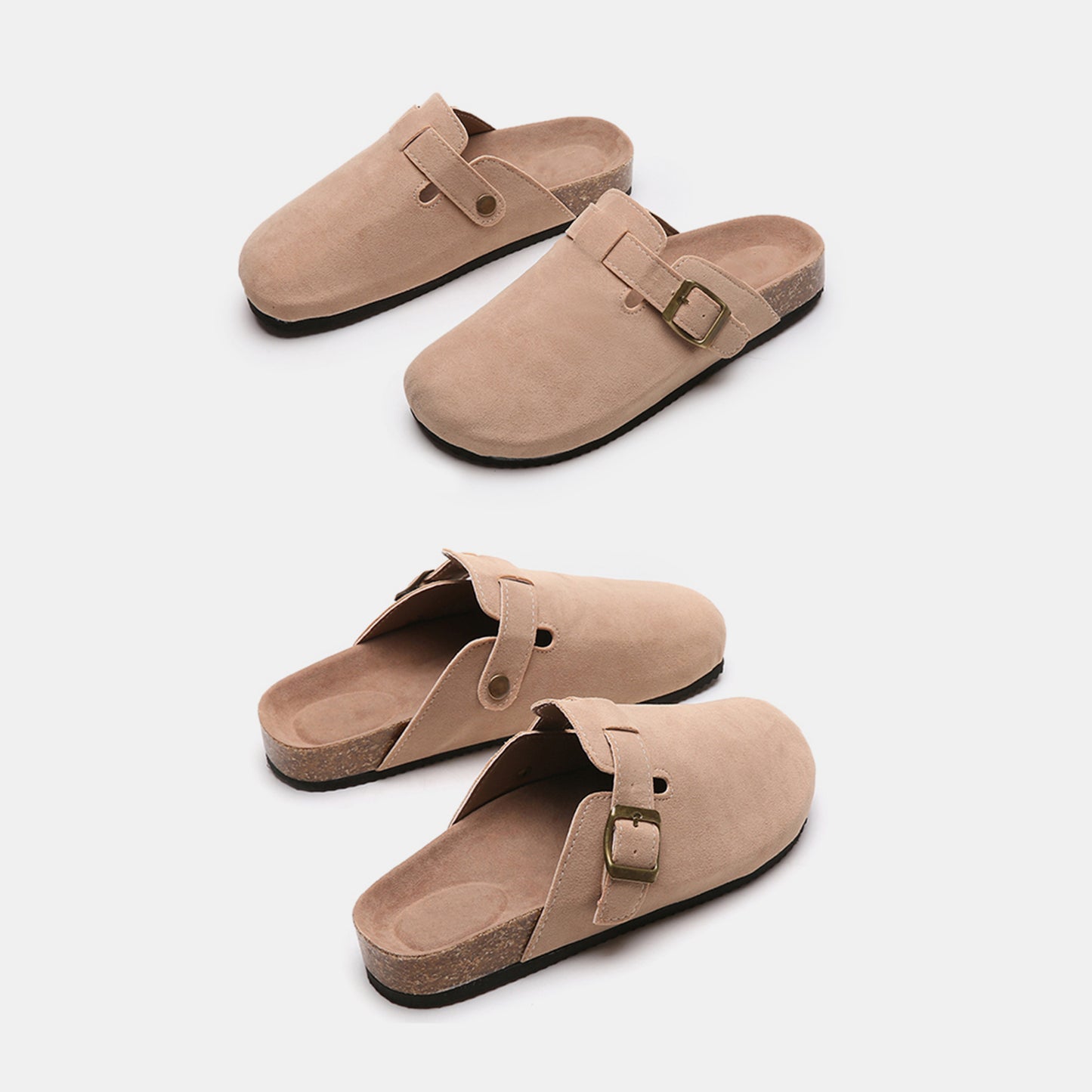 Suede Closed Toe Buckle Slide - Shimmervee