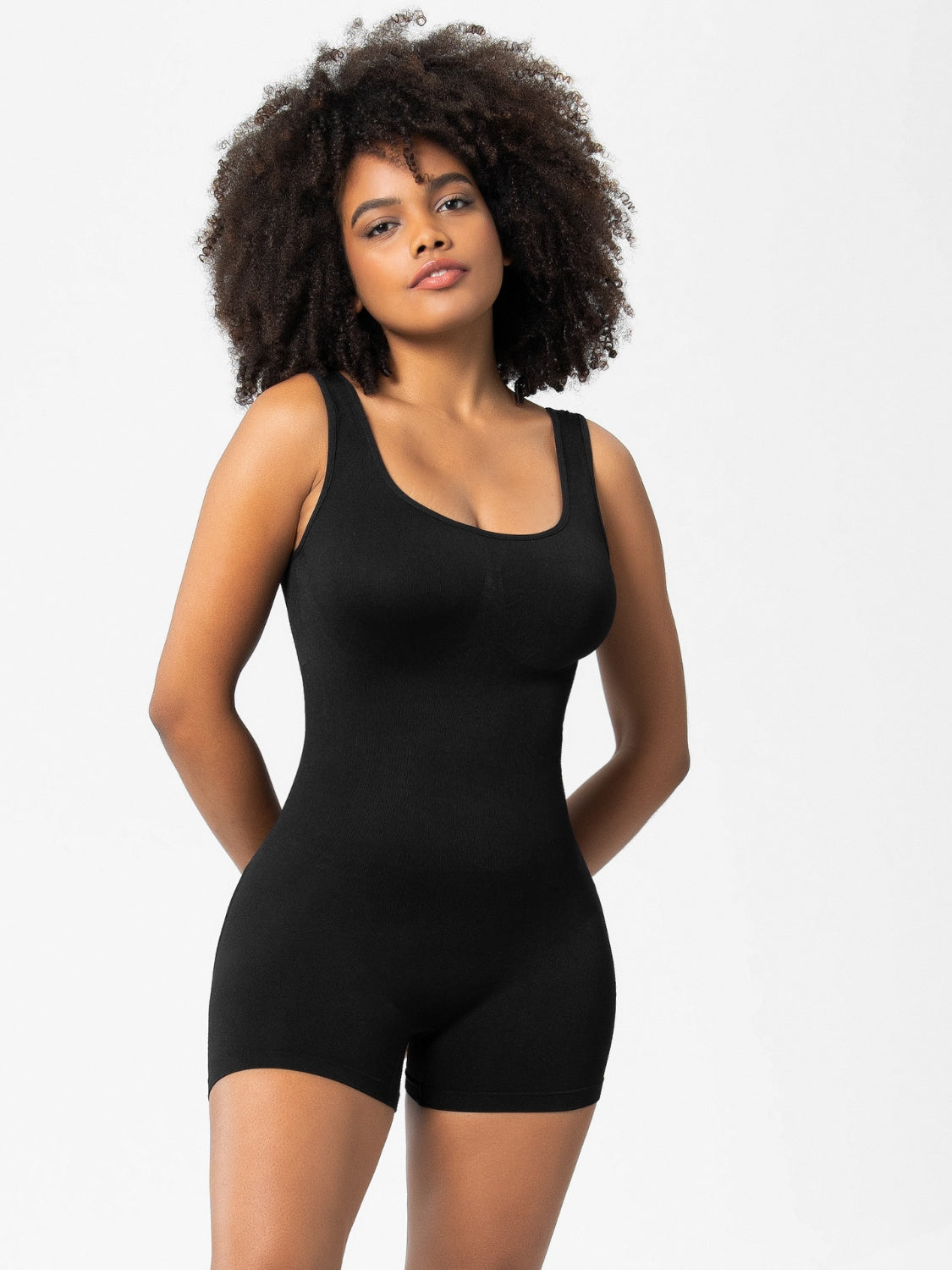 Scoop Neck Wide Strap Shaping Romper - Shimmervee