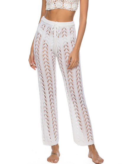 Cutout Drawstring High Waist Swim Pants - Shimmervee