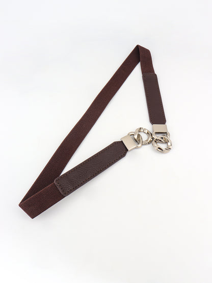 Zinc Alloy Buckle Elastic PU Belt - Shimmervee