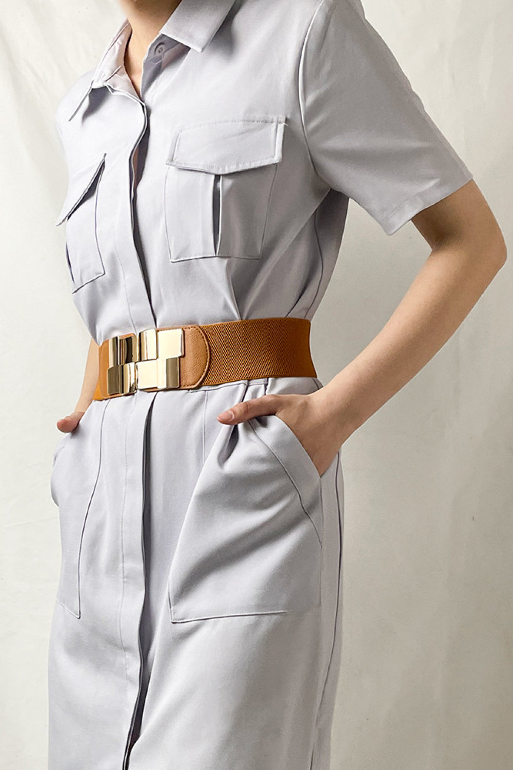 Geometric Buckle Elastic Wide Belt - Shimmervee