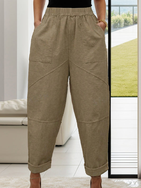 Elastic Waist Pants with Pockets