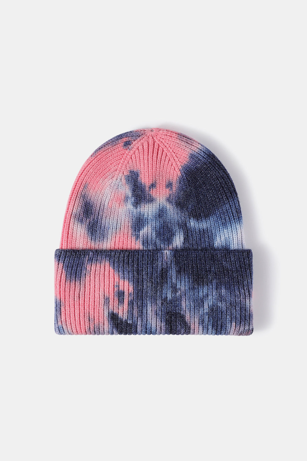 Tie-Dye Cuffed Rib-Knit Beanie Hat - Shimmervee