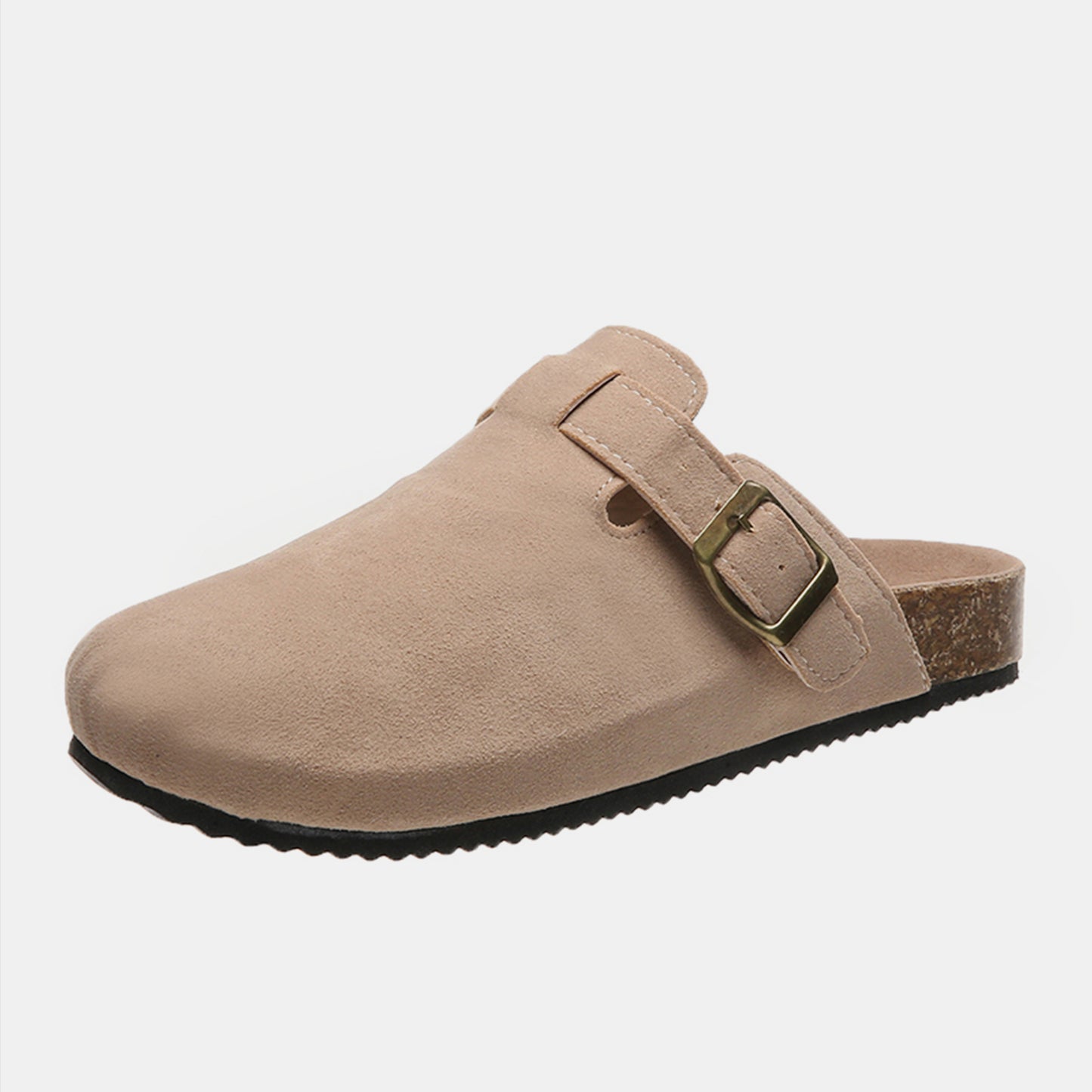 Suede Closed Toe Buckle Slide - Shimmervee