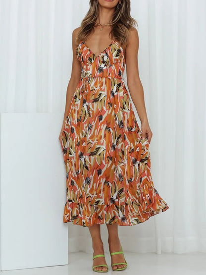 Printed Sleeveless Midi Cami dress - Shimmervee